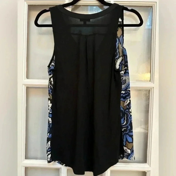 Express | Blue & Brown Floral Sleeveless Front Lace Up Blouse Size S Small - Picture 2 of 5